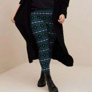 Torrid Green Fair Isle Sweater Leggings, size 1